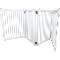 Valla de seguridad plegable de acero para mascotas, puerta doble de 360 grados, barrera para animales para el hogar, escalera, puerta de seguridad para perros y gatos, para exteriores