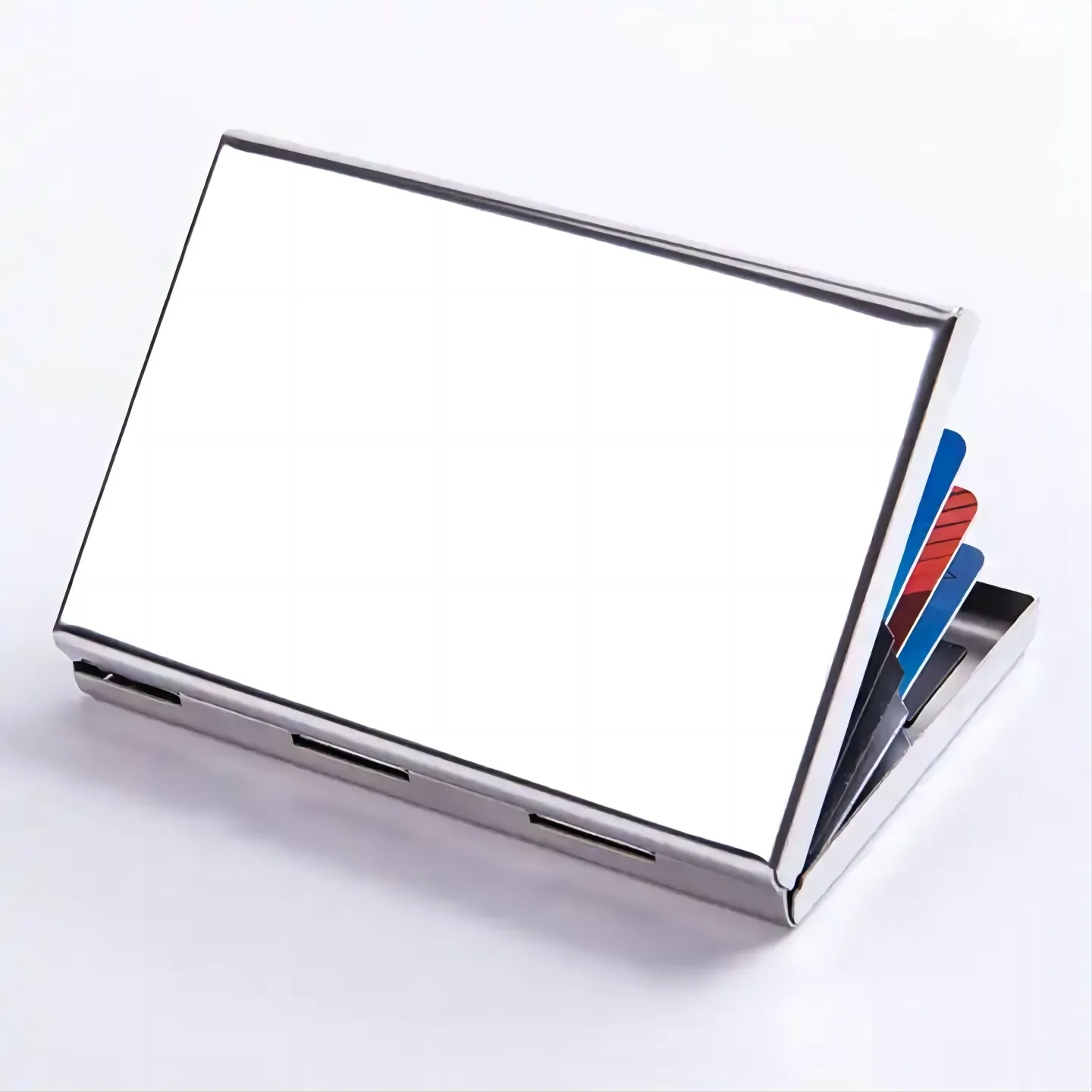 Stainless Steel Purse with Customs logo Aluminum Card Case RFID Blocking Metal Wallet Credit Card Holder