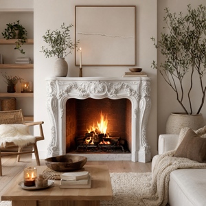 Customized Marble Fireplace Modern Hand Carved Luxury White Jade Marble Fireplace Mantel Marble Fireplace Surround - Product Image 1