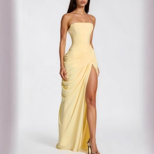 D&<span class=keywords><strong>M</strong></span> Nuevo Vestido Largo Elegante y Sexy Francés 2026 de Siete Colores sin Tirantes con Abertura Alta, Lavable - Product Image 3