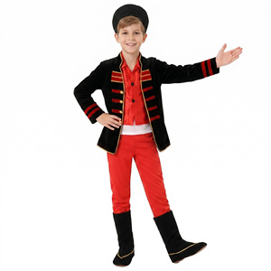 Traje tradicional ruso para niñas, vestido rojo de manga larga con sombrero, traje lavable para actuaciones - Product Image 4
