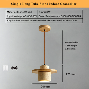 Lampada a Sospensione in Travertino Giallo Stile Giapponese Chic, Piccola, Intelligente, Dimmerabile, in Legno Antico di Alta Qualità per Sala da Pranzo, Naturale - Product Image 5