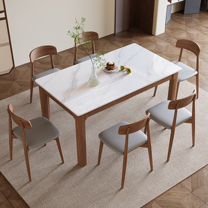 Juego de mesa y sillas de comedor de madera maciza de 1.2 m, estilo moderno minimalista, de roble ligero de lujo, cuadrado, de 6 piezas. - Product Image 1