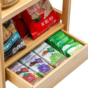 Bamboo Two Layer Storage Rack With <b>Drawer</b> Desktop Organizer For Desk Neatening And Multi Purpose Use - Product Image 3