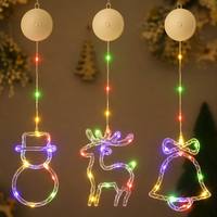 Luces Decorativas Navideñas para Ventanas con Campanas, Estrellas, Ciervos, Copos de Nieve, Santa Claus y Muñecos de Nieve