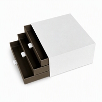 Boîte de rangement coulissante à 3 niveaux personnalisée, écologique et recyclable, pour emballage de portefeuilles, ceintures, foulards et boîtes cadeaux en papier, avec logo, vente en gros