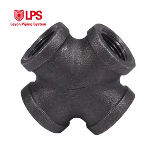 High Quality Pipe Fitting BSPT/NPT Female Threaded Malleable Iron Black Cross