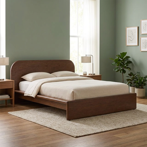 Modern Minimalist Solid Wood Durable Platform <b>Bed</b> Brown Teak Style Bedroom <b>Bed</b> <b>Frame</b> for Villa Apartment Hotel - Product Image 3