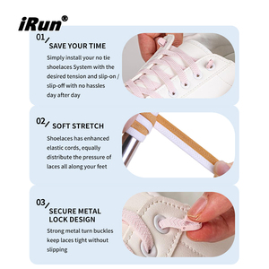 Cordones elásticos sin atar <span class=keywords><strong>IRun</strong></span> con cierre de compresión, cordones planos de poliéster elástico de colores para zapatillas - Product Image 2