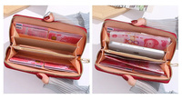 Dompet Panjang Wanita Kulit PU Quilted dengan Resleting, Dompet Genggam Kapasitas Besar, Tempat Kartu, Dompet Wanita dengan Tali Pergelangan Tangan