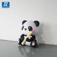 Modelo de Panda Gigante Inflable Personalizado, con Acabado Flocado, para Decoración y Publicidad en Eventos al Aire Libre