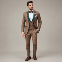 Setelan Pria 3 Potong Slim Fit Satu Kancing Jaket Rompi dan Celana Warna Solid Pernikahan Pengantin Pria Tuxedo Formal Bisnis