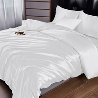 Ensemble de 4 pièces en soie de couleur pure de l'Europe drap de lit taie d'oreiller literie sans rides rayé Satin soie ensemble de literie