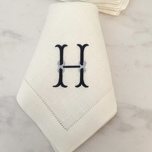 Cena <span class=keywords><strong>Restaurante</strong></span> Lino blanco Tela de algodón Hemstitch Pañuelo Paño Cóctel Servilletas Bordado Monograma Servilleta de mesa - Product Image 5