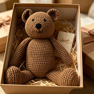 <span class=keywords><strong>Orso</strong></span> Bruno all'Uncinetto, Orsacchiotto <span class=keywords><strong>Amigurumi</strong></span> Lavorato a Mano con Filato di Cotone - Product Image 4