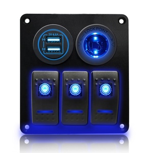 Amomd RV CE 12V DC Sistemas eléctricos de automóviles <span class=keywords><strong>Interruptor</strong></span> basculante de 3 bandas con enchufe <span class=keywords><strong>USB</strong></span> dual Panel de combinación de enchufe de encendedor de cigarros de coche - Product Image 1