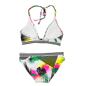 Maillot de bain brésilien dos nu sexy avec imprimé tropical réglable ensemble de bikini pour femme haut <span class=keywords><strong>Trikini</strong></span> col en V à licou maillot de bain - Product Image 2
