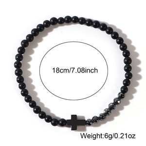 Bracelet extensible en pierres naturelles pour homme Resoul, perles <span class=keywords><strong>de</strong></span> <span class=keywords><strong>lave</strong></span> et lapis-lazuli, bijoux chrétiens pour le quotidien - Product Image 5