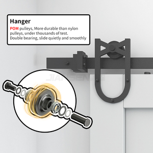 Kit de quincaillerie pour <span class=keywords><strong>porte</strong></span> de grange coulissante personnalisable Accessoire de base pour <span class=keywords><strong>porte</strong></span> en bois robuste noir Kit de quincaillerie pour <span class=keywords><strong>porte</strong></span> de grange suspendue - Product Image 4