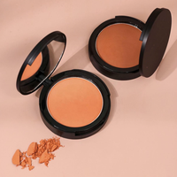 Poudre bronzante pressée mate vegan personnalisée, résistante à l'eau, avec houppette, maquillage haute couvrance, poudre pour le visage pour peaux foncées