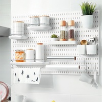 No-Drill bricolage multi-fonctionnel métal étagère de rangement étagère crochet planche perforée pour cuisine salle de bain chambre ou salon