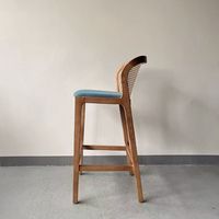 Tabouret haut en bois massif de style vintage américain et nordique, au design moderne, pour la maison, le bar, la cuisine, l'hôtel ou la salle de bain