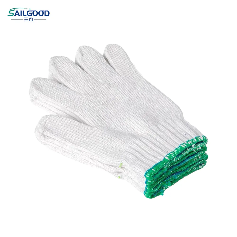 男性と女性のためのSAILGOOD綿糸安全作業用手袋職場のための白い手袋の保護