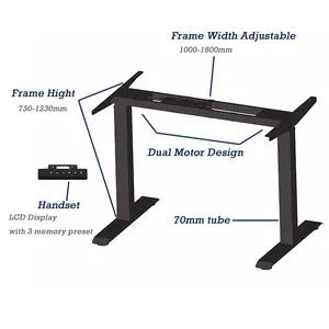 Modern Style Home Office Electric Adjustment Height Width Computer Standing Metal Table Frame