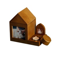 Urne funéraire commémorative pour animaux de compagnie, chats, chiens, sur mesure, faite à la main, en forme de maison, cercueil pour cendres, en bois massif, fournitures funéraires, cadre photo