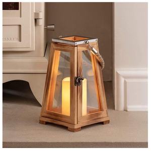 Luckywind – lanterne de <span class=keywords><strong>bougie</strong></span> <span class=keywords><strong>LED</strong></span> décorative rustique en bois de 10 pouces avec poignée en corde <span class=keywords><strong>pour</strong></span> bougies/cheminée - Product Image 1