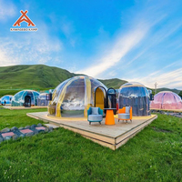 Dôme géodésique préfabriqué rond en polycarbonate PC Kawagebo Kamp (KK) 5,35 m / 17,55 pi 22,5 ㎡   Hôtel-bulles de glamping