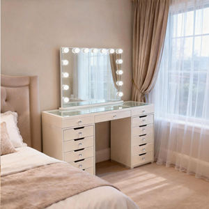 <span class=keywords><strong>Tocador</strong></span> <span class=keywords><strong>Moderno</strong></span> de Lujo Blanco <span class=keywords><strong>con</strong></span> <span class=keywords><strong>Espejo</strong></span> Iluminado, Mesa de Maquillaje para Dormitorio y Uso en Hoteles - Product Image 2