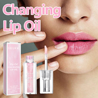 Marque privée Huile pour les lèvres changeante de couleur Gloss pour les lèvres Liquide imperméable Nude Hydratant Arôme Fruit Vegan Clair Rose 5G