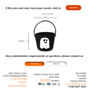 Panier à bonbons fantôme d'Halloween en <span class=keywords><strong>corde</strong></span> de coton noire pliable avec poignée pour bonbons et décorations de fête, cadeau effrayant, vente en gros - Product Image 3