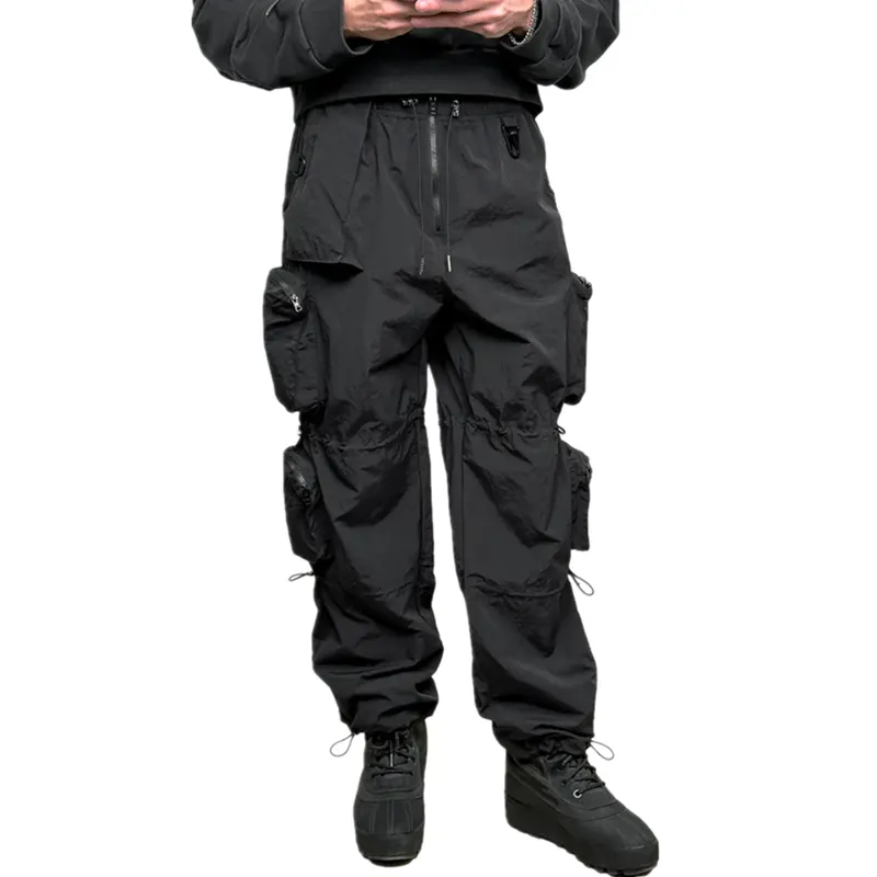 गर्म बिक्री स्टाइलिश जिपर गार्ड सिलाई बंजी कॉर्ड्स पैंट पुरुषों के लिए एक प्रकार की 8 जेब भारी वजन वाली क्रैंक नायलॉन पैंट