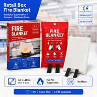 Couverture anti-feu 40*40 pouces en fibre de verre certifiée CE, emballage carton, boîte de vente au détail pour les acheteurs de quincaillerie