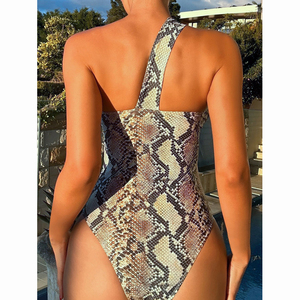 ชุดว่ายน้ำผู้หญิงฮาวายดันทรงเปิดไหล่เดียวบิกินี่เว้าหลังชายหาดพิมพ์ลาย<span class=keywords><strong>งู</strong></span>เซ็กซี่ - Product Image 2