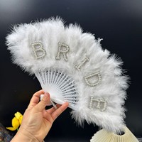 Ensemble d'accessoires de mariée en gros : serre-tête perlé, éventail en plumes, ceinture de mariée pour fournitures de mariage et enterrement de vie de jeune fille