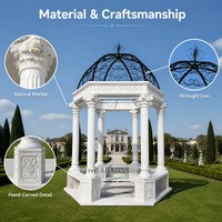 Gazebo classique en marbre blanc, 4 m de diamètre, colonnes corinthiennes, pavillon de jardin extérieur, fabricant sur mesure en gros