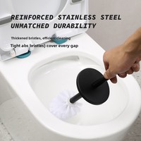 Ensemble de brosse de toilette murale moderne en acier inoxydable multicolore avec long manche, écologique, durable et résistant à la rouille