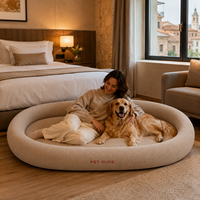 Lit pour chien et chat de luxe en mousse à mémoire de forme, forme grotte, extérieur en velours premium, orthopédique, forme rectangulaire, protection amovible, pour petits animaux
