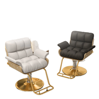 Chaise de salon de barbier moderne en métal avec pompe hydraulique Siège en cuir à hauteur réglable-Utilisation commerciale haut de gamme élégante