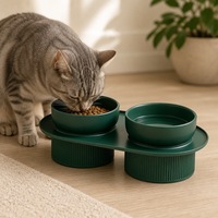 Gamelle double en céramique pour chat et chien, surélevée, robuste, avec support – Meilleure vente