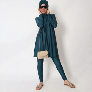 Hot Custom Moslim Vrouwen Burkini 3 Stuks Set Moslim Dames Badkleding Effen Kleur Bescheiden Badpakken <span class=keywords><strong>Islamic</strong></span> Vrouwen - Product Image 3