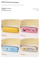 Étui à crayons en tissu Oxford uni grande capacité, pochette à crayons simple avec fermeture éclair, sac de papeterie pour étudiants, logo personnalisé, vente en gros
