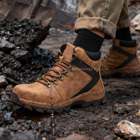 Chaussures de sécurité antistatiques légères pour hommes et femmes, bottes de travail à embout en acier, chaussures de randonnée imperméables, bottes en cuir microfibre
