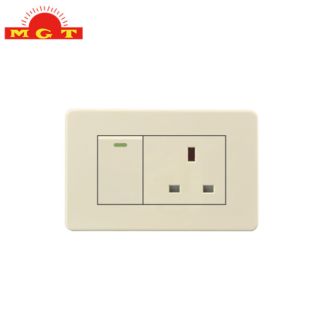 High Quality Wholesale Durable USA American Standard Square Shape Electrical Switches Sockets 13A Wall Switch Socketed