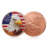 Pièce de monnaie commémorative de collection personnalisée en cuivre 1 OZ 999 pur, avec aigle chauve et drapeau américain en relief 3D, pièce de défi