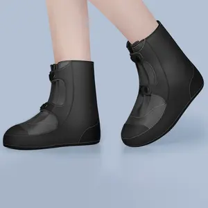 Botas de chuva unissex impermeáveis para uso ao ar livre, calçados de chuva de silicone para mulheres, à prova d'água, proteção