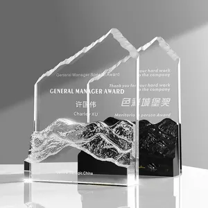 Großhandel Custom Crystal Glass Trophy Rock Mountain Peak Marmor Crystal Honor Award Trophy